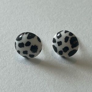 Black and White Leopard Print Earrings